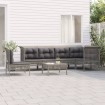 Set de muebles de jardín 7 pzas y cojines ratán sintético gris