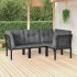 Set de muebles de jardín 4 piezas ratán sintético negro y