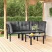 Set de muebles de jardín 4 piezas ratán sintético negro y gris