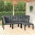 Set de muebles de jardín 4 piezas ratán sintético negro y