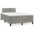 Cama box spring con colchón terciopelo gris claro 120x200