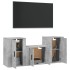 Set de muebles de TV 3 pzas madera contrachapada gris