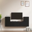 Set de muebles para TV 4 piezas madera contrachapada negro