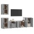 Set de muebles de TV 5 pzas madera contrachapada gris