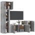 Set de muebles de TV 5 pzas madera contrachapada gris