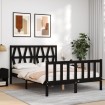 Estructura de cama con cabecero madera maciza negro 140x190 cm