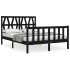 Estructura de cama con cabecero madera maciza negro 140x190