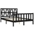 Estructura de cama con cabecero madera maciza negro 140x190