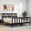 Estructura de cama con cabecero madera maciza negro 160x200 cm