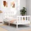 Estructura de cama con cabecero madera maciza blanco 90x200 cm