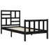 Estructura de cama con cabecero madera maciza negro 90x200