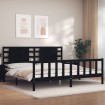 Estructura de cama con cabecero madera maciza negro 200x200 cm