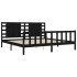 Estructura de cama con cabecero madera maciza negro 200x200