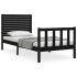 Estructura de cama con cabecero madera maciza negro 90x200