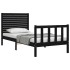 Estructura de cama con cabecero madera maciza negro 90x200