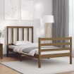 Estructura cama con cabecero madera maciza marrón miel 90x200cm