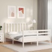 Estructura de cama con cabecero madera maciza blanco 120x200 cm