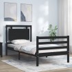 Estructura de cama con cabecero madera maciza negro 90x200 cm