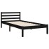 Estructura de cama con cabecero madera maciza negro 90x200