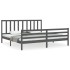 Estructura de cama con cabecero madera maciza gris 200x200