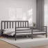 Estructura de cama con cabecero madera maciza gris 200x200