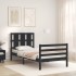 Estructura de cama con cabecero madera maciza negro 90x200