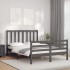 Estructura de cama con cabecero madera maciza gris 140x190