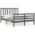 Estructura de cama con cabecero madera maciza gris 140x190