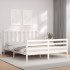 Estructura de cama con cabecero madera maciza blanco 160x200