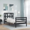 Estructura de cama con cabecero madera maciza negro 90x200 cm