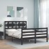 Estructura de cama con cabecero madera maciza negro 120x200