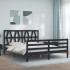 Estructura de cama con cabecero madera maciza negro 160x200