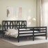 Estructura de cama con cabecero madera maciza negro 160x200