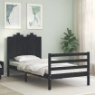 Estructura de cama con cabecero madera maciza negro 90x200 cm