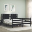 Estructura de cama con cabecero madera maciza negro 160x200 cm