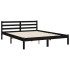 Estructura de cama con cabecero madera maciza negro 160x200