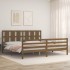 Estructura cama y cabecero madera maciza marrón miel 200x200