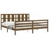 Estructura cama y cabecero madera maciza marrón miel 200x200