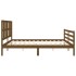 Estructura cama y cabecero madera maciza marrón miel 200x200