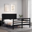 Estructura de cama con cabecero madera maciza negro 120x200 cm