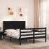 Estructura de cama con cabecero madera maciza negro 120x200