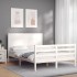 Estructura de cama con cabecero madera maciza blanco 140x190