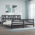 Estructura de cama con cabecero madera maciza negro 200x200