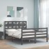 Estructura de cama con cabecero madera maciza gris 140x190