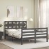 Estructura de cama con cabecero madera maciza gris 140x190