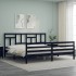 Estructura de cama con cabecero madera maciza negro 200x200