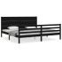 Estructura de cama con cabecero madera maciza negro 200x200