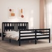 Estructura de cama con cabecero madera maciza negro 160x200 cm