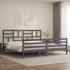 Estructura de cama con cabecero madera maciza gris