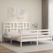 Estructura de cama con cabecero madera maciza blanco 160x200 cm